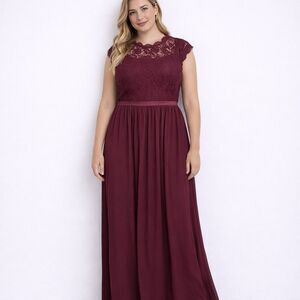 Elegant Burgundy Lace Evening Gown